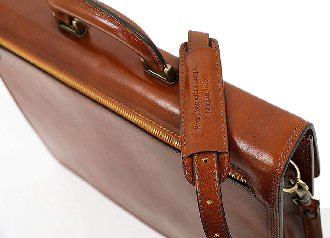 16 inch Premium Laptop Leather Bag | Brown Color |  Cowhide Original Leater