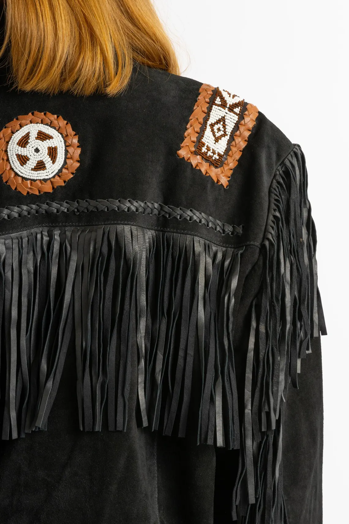 Native American Fringe White Leather Jacket | Handcrafted  | New